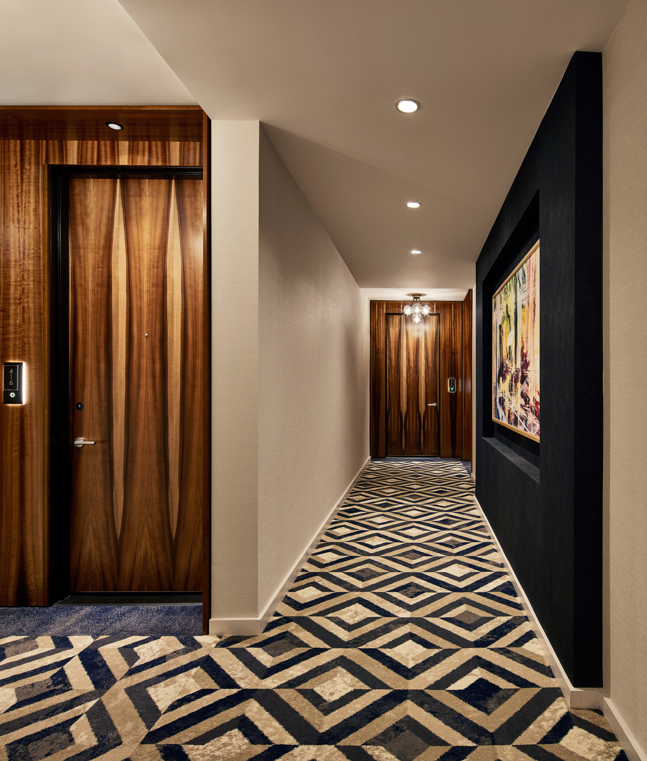 Hallways to the guest rooms at Sophy