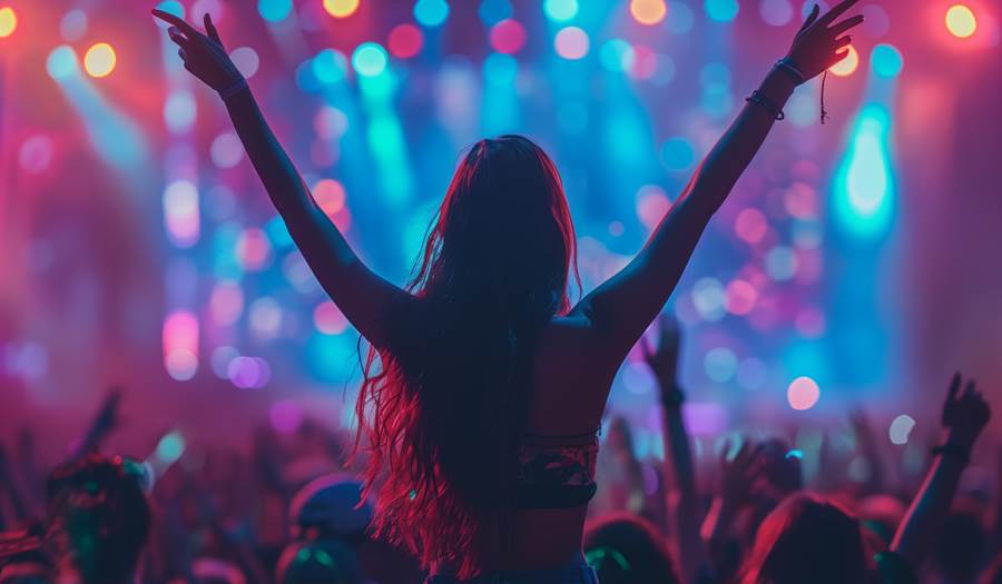 Woman with her arms up at a music festival